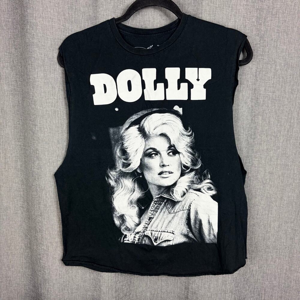 Dolly Parton Women’s Medium Black Graphic Muscle Tee Sleeveless Country Music